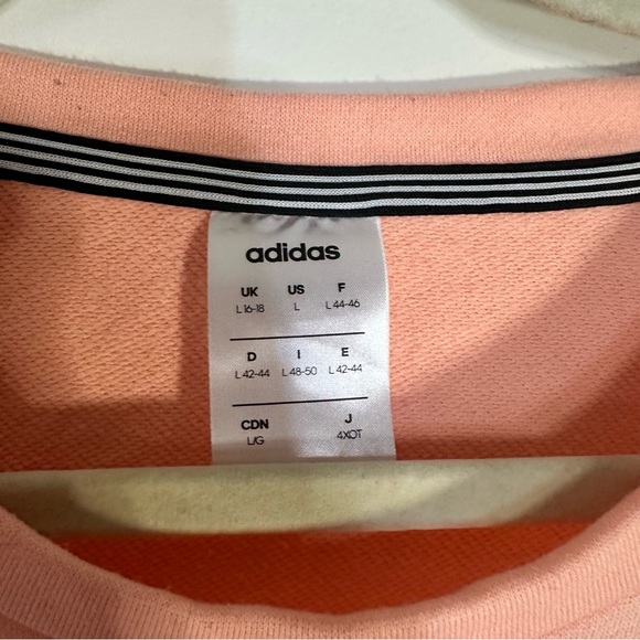 Adidas Climalite Pink Long Sleeve Sweatshirt Women’s Large 3Stripes Crewneck - Picture 3 of 14